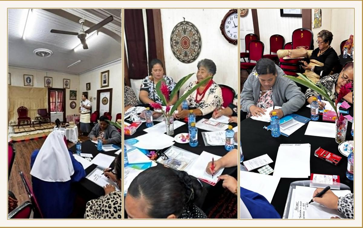 Participants creating business budgets during the Langa Fonua training