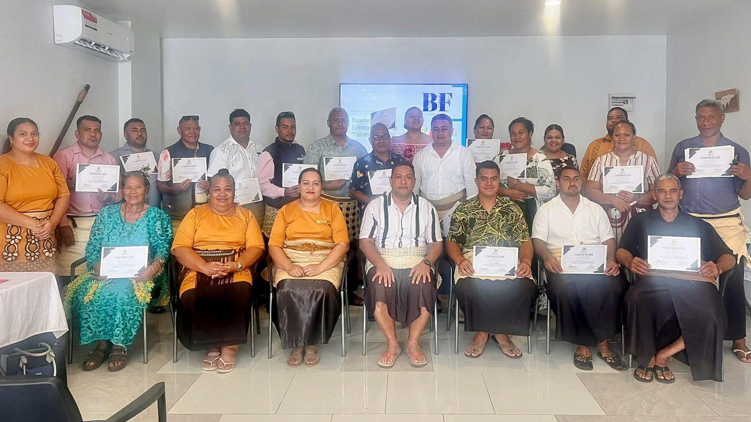 Business entrepreneurship training session in Tonga's outer islands, facilitated by By Faith Consultancy