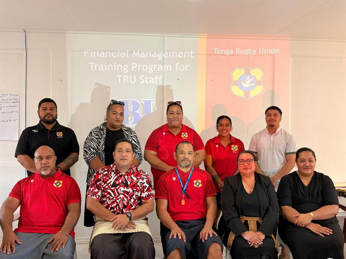 Tonga Rugby Union staff and facilitators at the Financial Management Training Programme