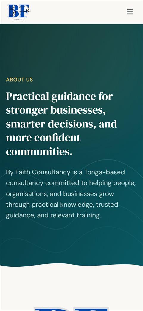 The By Faith Consultancy website on a phone