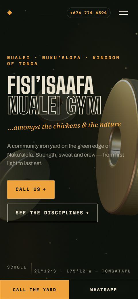The Nualei Gym website on a phone
