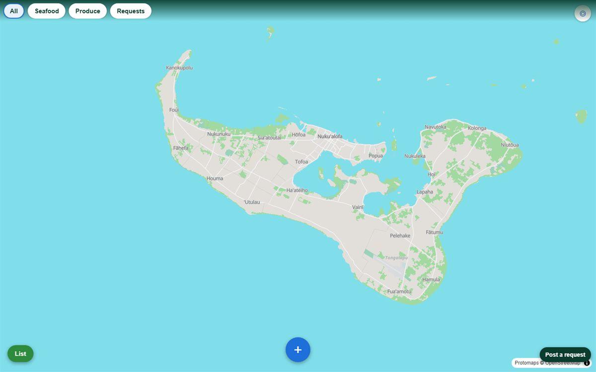 Maketi Map showing produce and seafood sellers on Tongatapu on a laptop